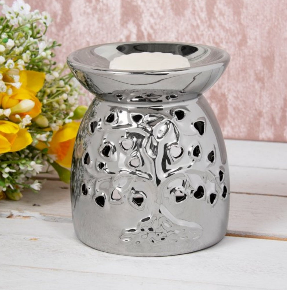 Tree of Life Wax Melt/Oil Burner - Silver