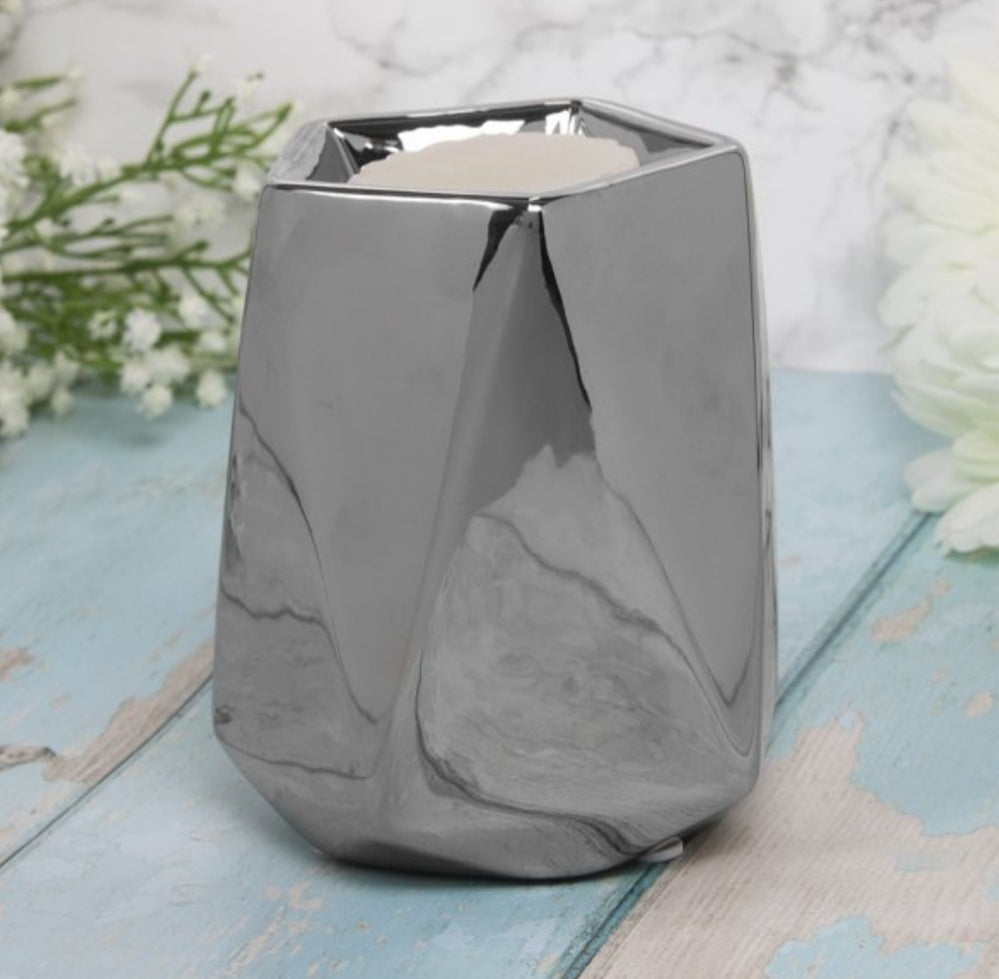Geo Wax Melt/Oil Burner- Silver