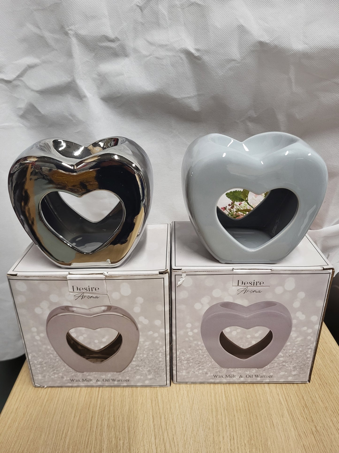 Heart Wax Melt/Oil Burner # silver and Grey