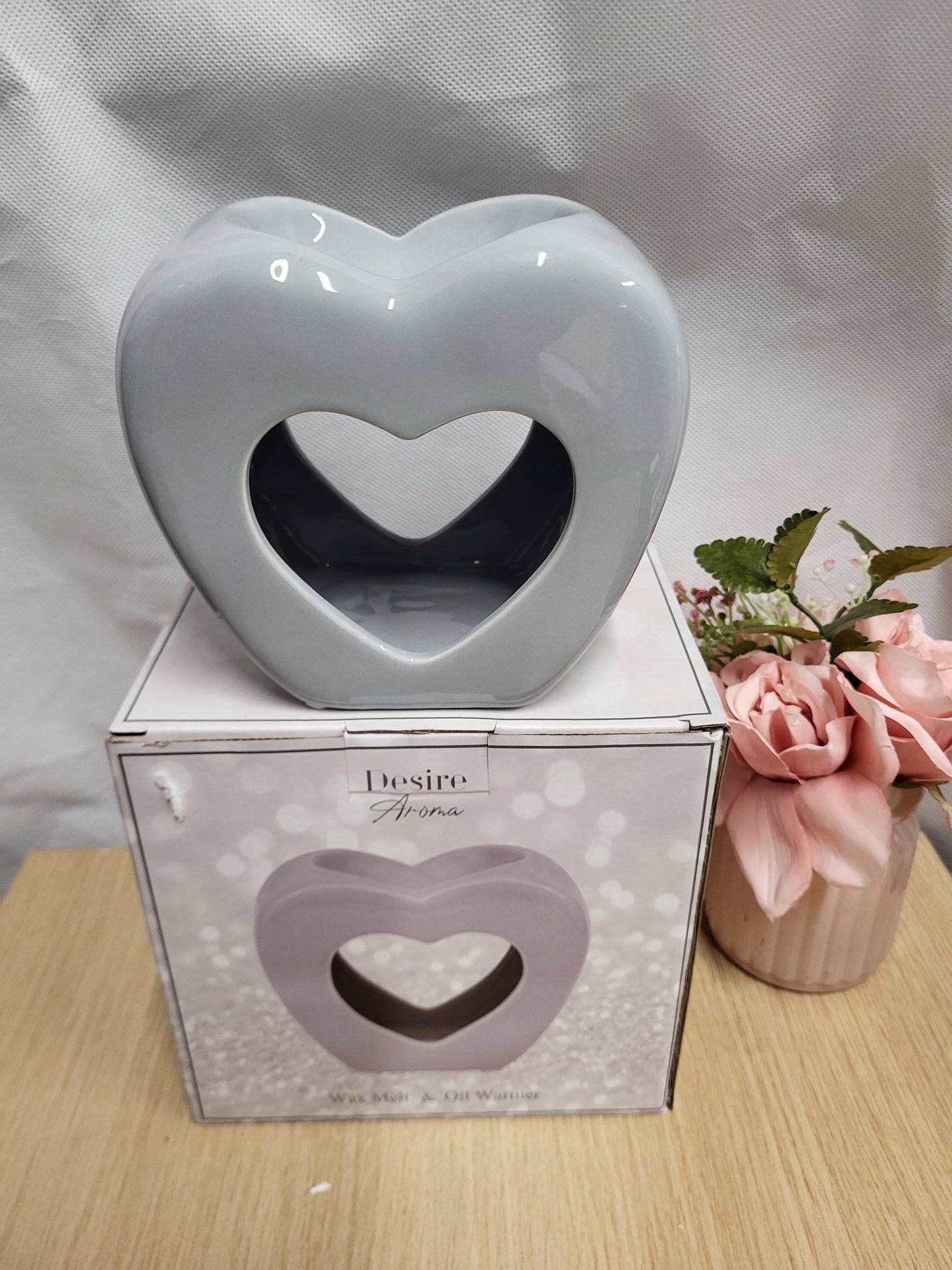 Heart Wax Melt/Oil Burner # silver and Grey