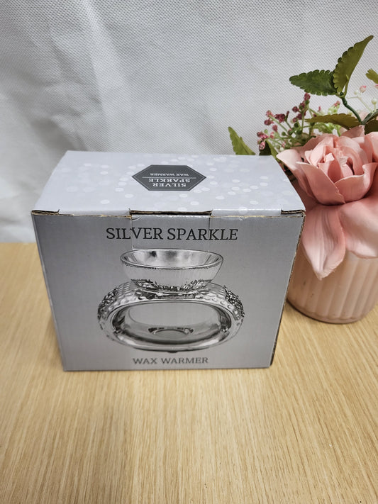 Silver sparkle Orb sparkly Glitter wax melt oil Burner