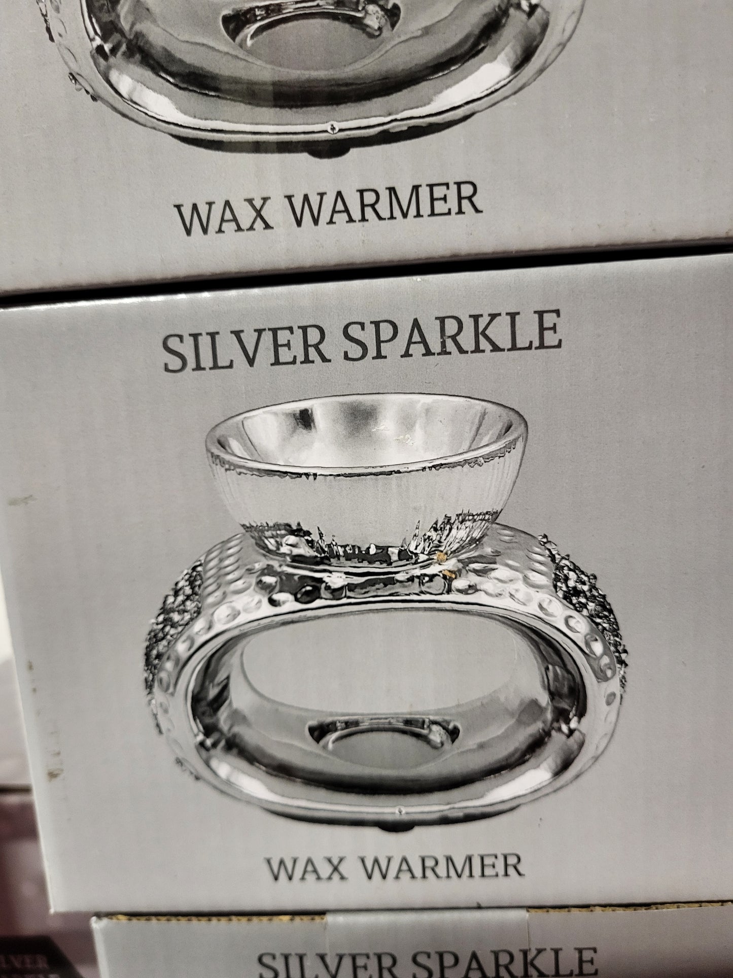 Silver sparkle Orb sparkly Glitter wax melt oil Burner