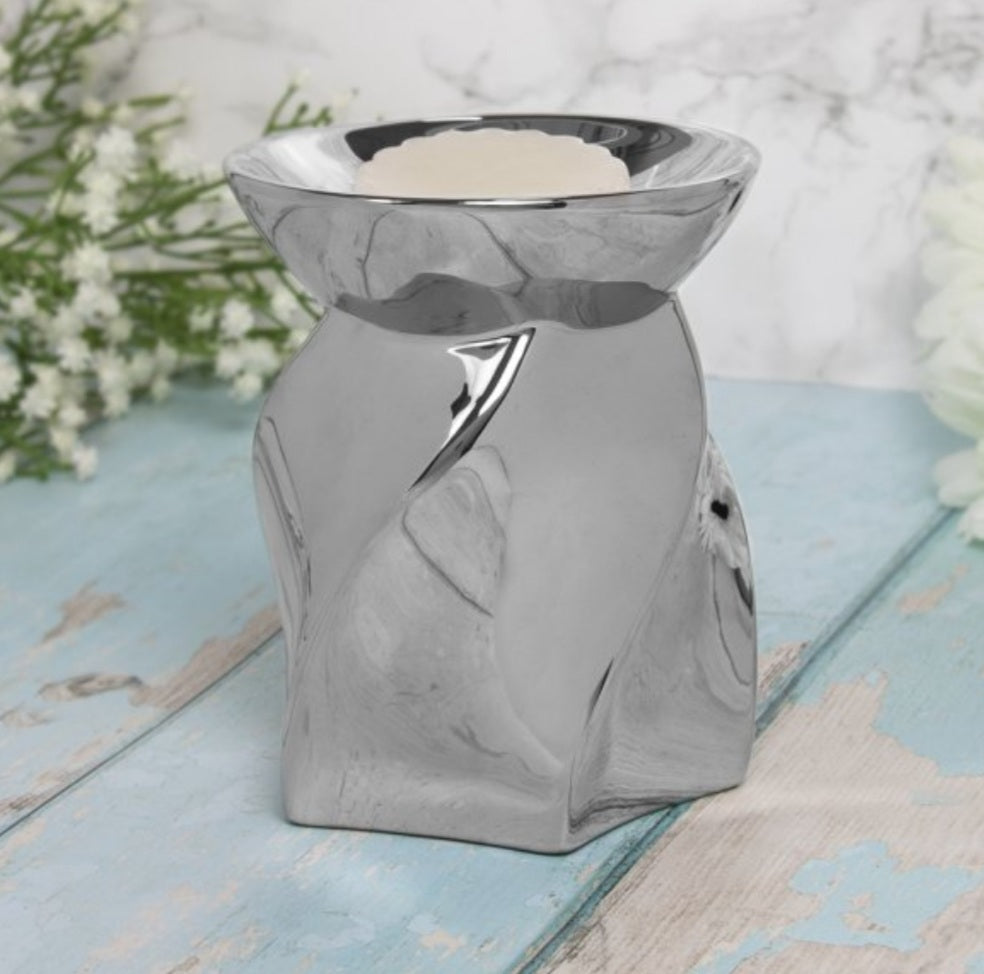 Twist Wax Melt/Oil Burner - Silver