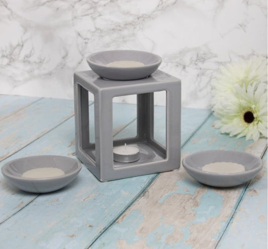 Square Cube Wax Melt Oil Burner Sets comes with 3 dish