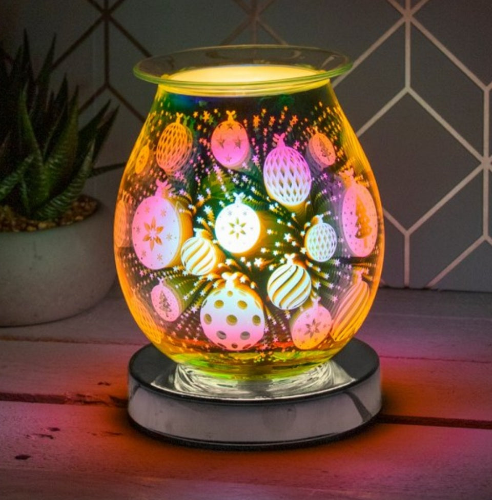 3D Silver Bauble Electric Lamp