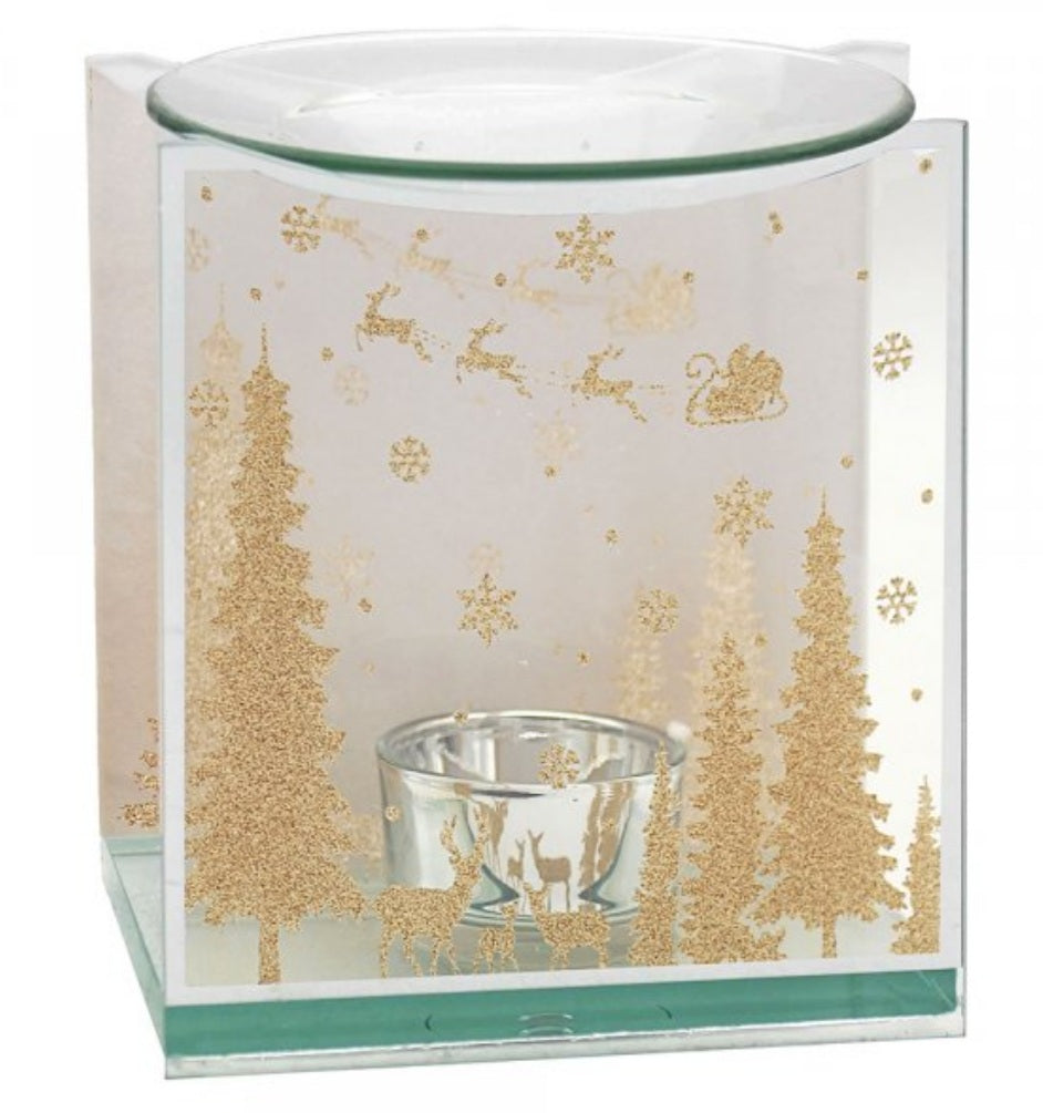 Santa Sleigh Glitter Wax Melt Oil Burner # Gold and Silver