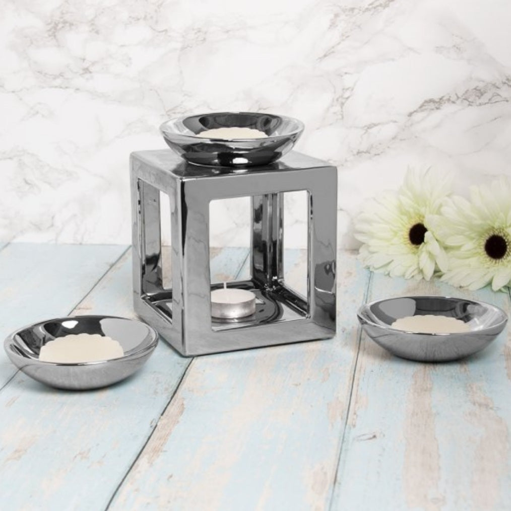 Square Cube Wax Melt Oil Burner Sets comes with 3 dish